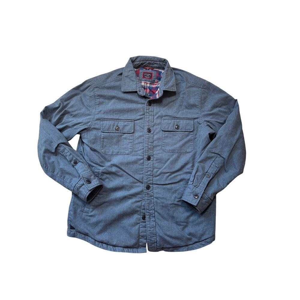 UNTuckit Men's Ziata Flannel Lined Jacket, size Large, Blue.